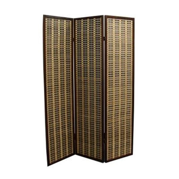 Manmade 70.25 in. Bamboo 3-Panel Room Divider - Dark Walnut MA2478127